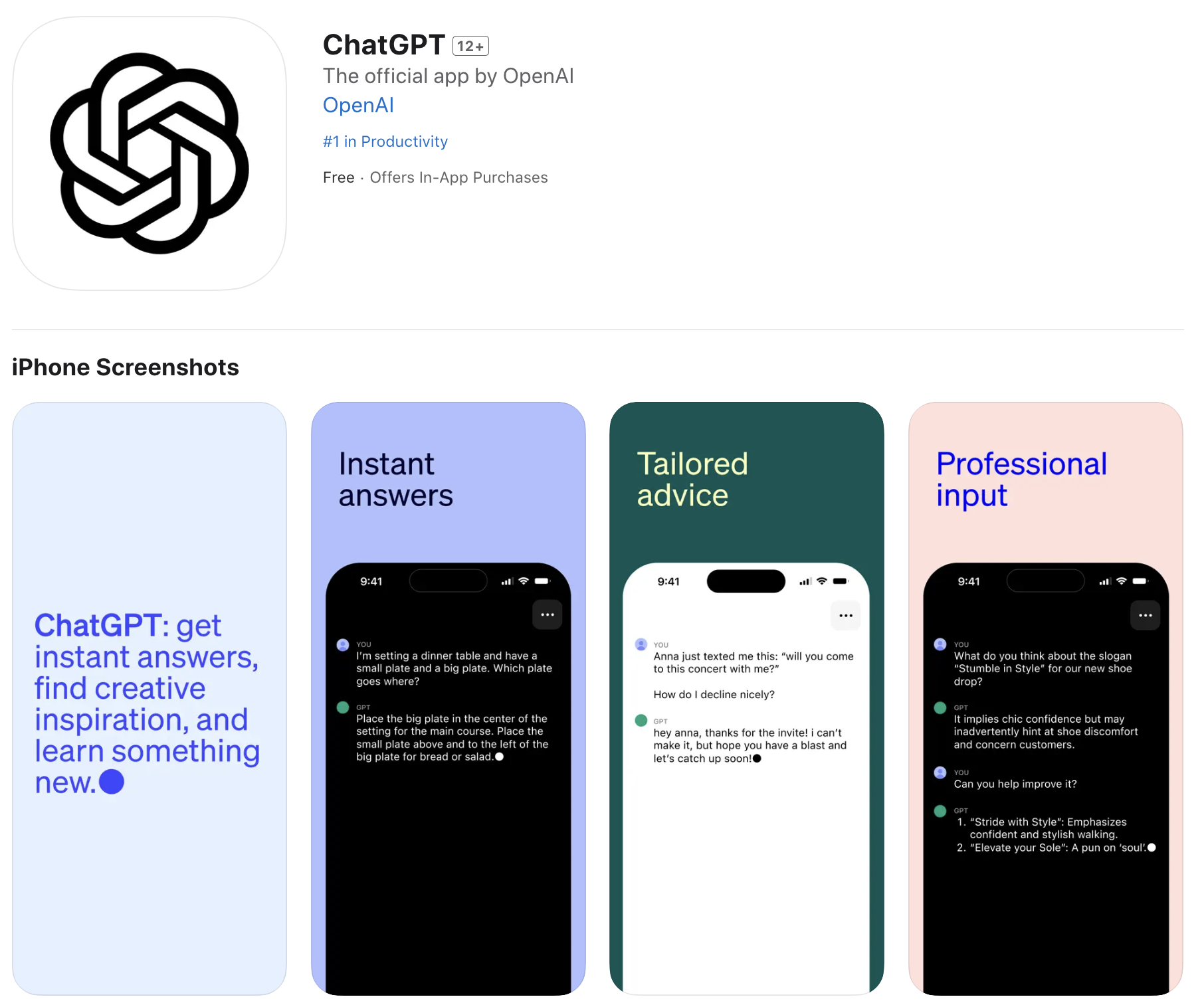 ChatGPT App 頁面